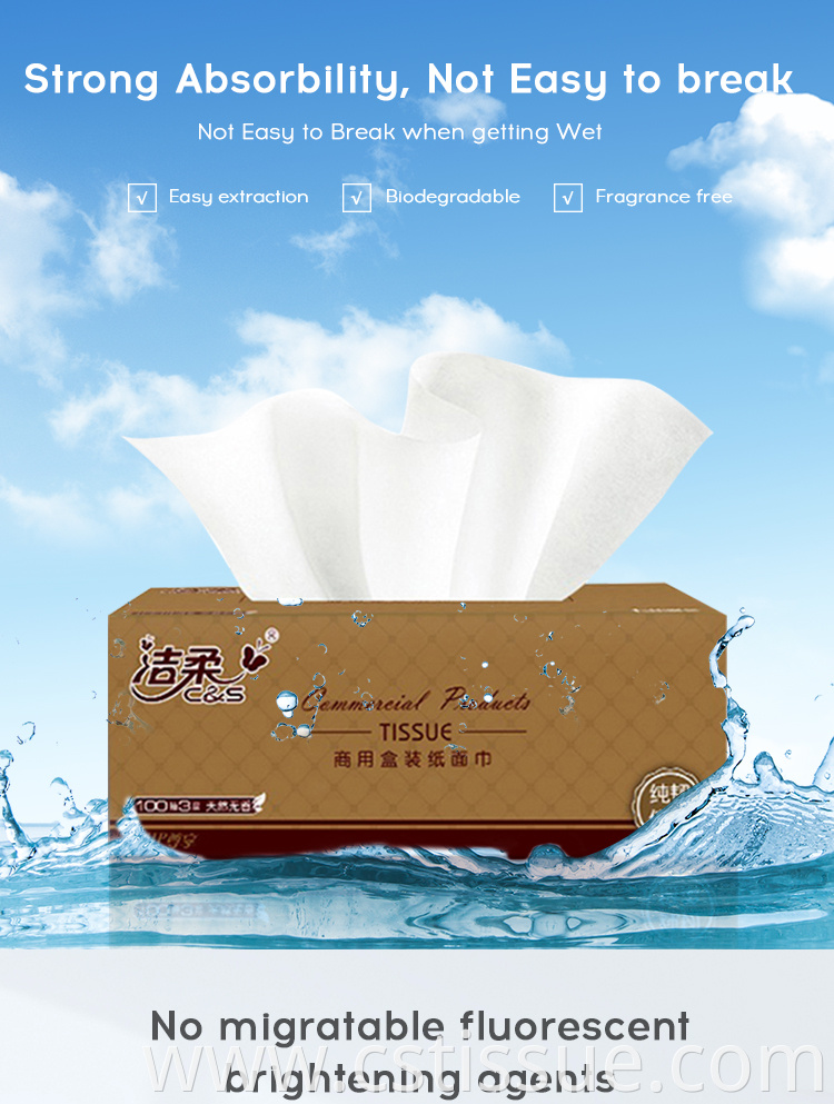 Wholesale Quality Not Easy Break 3Ply 100 Sheets Box Facial Tissue Paper